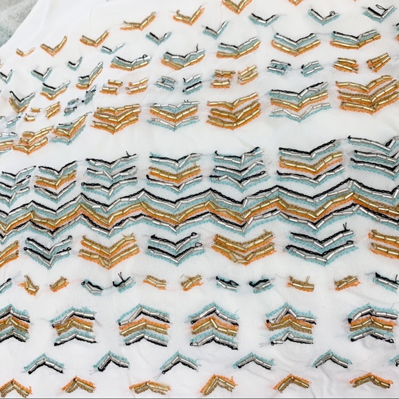 Anthro Greylin Beaded Chevron Racerback Tank Ivory - Picture 10 of 15